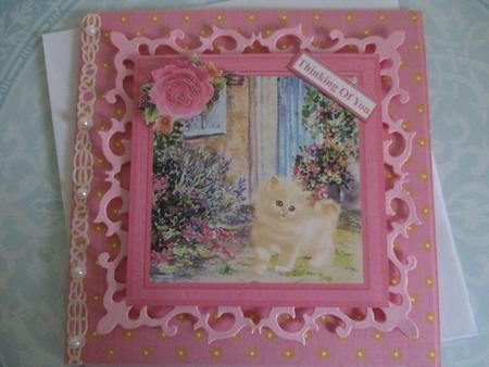 Kitten by the Door Card Topper & Decoupage by Pam Ogilvy