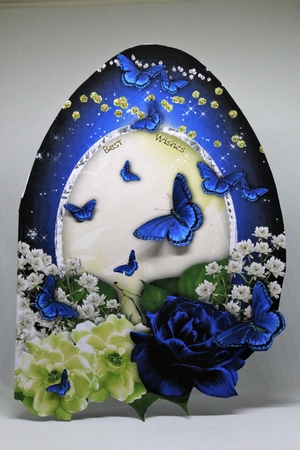 Blue Flutter by Butterfly Easter Egg Shaped Cut & Fold Card by Pam Sperling