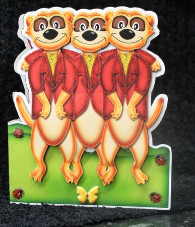 3D Meerkats Shaped Card with Decoupage by Pam Sperling