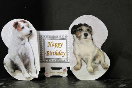 Jack Russell 3D Decoupage Bone Shaped Card by Pam Sperling