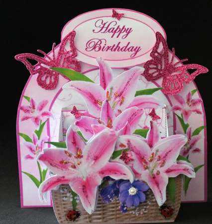 3D Box Pink Lily Basket by Pam Sperling