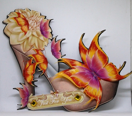 Butterfly Peach Shoe Card Mini Kit by Pam Sperling