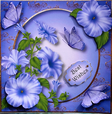 Blue Blooms & Butterflies 8x8 by Pam Sperling