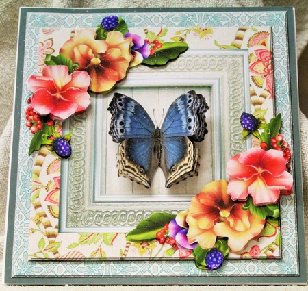 Pansies and Blue Butterfly by Pam Sperling