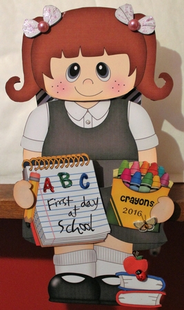 3D On the Shelf Card Kit - Its the 1st day at school for Little Shoolgirl Elinore by Pam Sperling