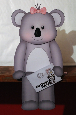 3D On the Shelf Card Kit - Cute Little Koala Bear Kitkat has a Mini Card & Envelope by Pam Sperling