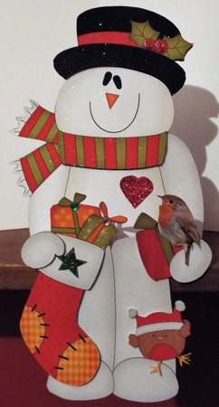 3D On the Shelf Card Kit - Christmas Snowman Rio has a Christmas Stocking and Presents by Pam Sperling
