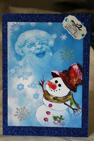 merry Christmas- Santa and Snowman by Pam Sperling