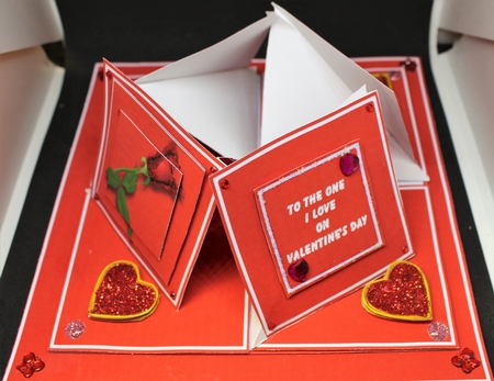 Champagne and roses easel quad valentine card. by Pam Sperling