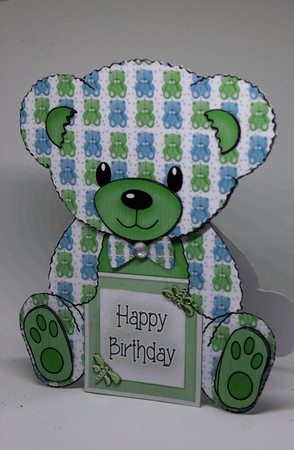 Mitch  - A Frame Floral Teddy Bear Card - Baby Boy by Pam Sperling