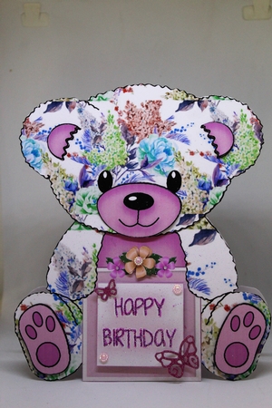 Annie  - A Frame Floral Teddy Bear Card by Pam Sperling