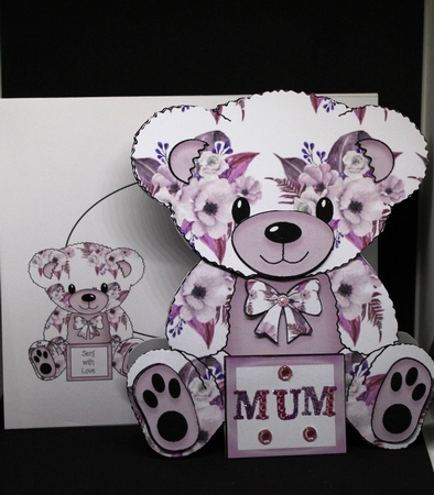Tori  - A Frame Floral Teddy Bear Card by Pam Sperling