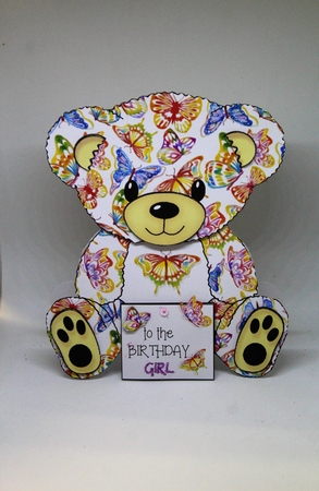 Courtney - A Frame Butterfly Teddy Bear Card by Pam Sperling