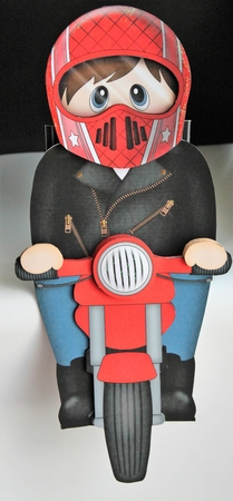 3D On the Shelf Card Kit - Young Man Jonathon Rides his Motorbike by Pam Sperling