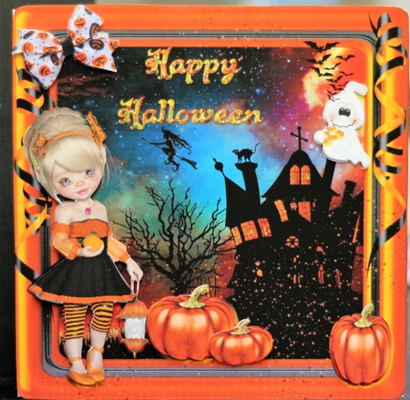 HALLOWEEN 8 INCH TOPPER, ENVELOPE DECOUPAGE KIT - HALLOWEEN CUTIE TOO by Pam Sperling