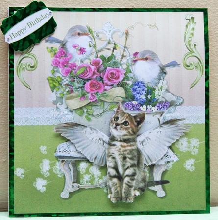 Little Angel Kitten Topper with Decoupage by Pam Sperling