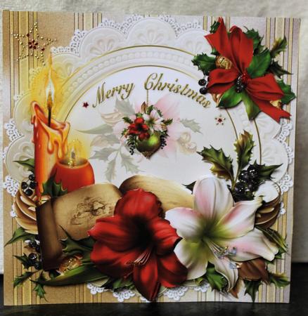 8x8 Festive Amaryllis Old Book and Candle Cluster Mini Kit by Pam Sperling