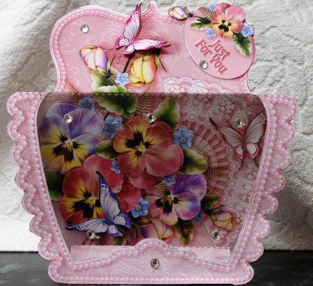 3D Acetate Window Posy of Pansies and Butterflies by Pam Sperling