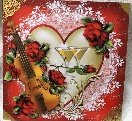 8x8 Violin and Roses for My Love Mini Kit by Pam Sperling