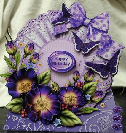 Shaped Triangular Base Purple Flowers & Butterflies Mini Kit by Pam Sperling