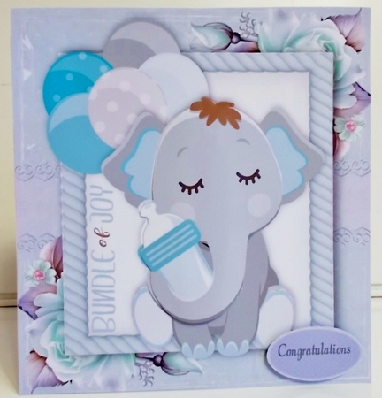 Gorgeous Elephant With Bottle Boy 8x8 by Pam Stubley
