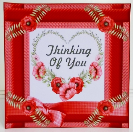3 Red Thinking of you poppies card fronts/toppers by Pam Stubley