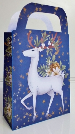 White Christmas buck gift bag (blue) 1 by Pam Stubley