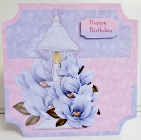 Quick Card  Blue  Magnolia & Lantern by Pam Stubley