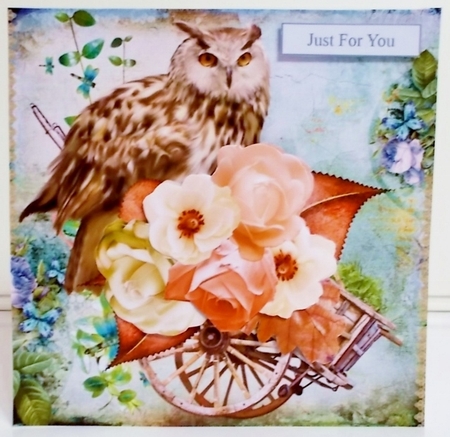 Owl Flower Cart Topper with Decoupage by Pam Stubley