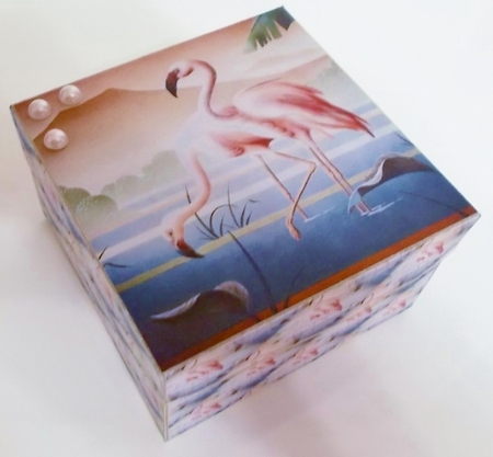 Gift Box - Hand Painted Flamingoes by Pam Stubley