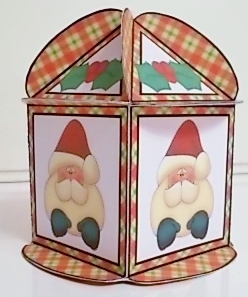 Square Based Gift Box Santa & holly by Pam Stubley