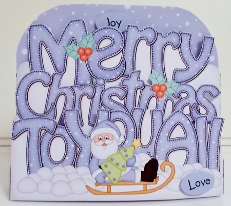 3D Pop Out Christmas Word Card Kit - Merry Christmas TO YOU ALL with Santa by Pam Stubley