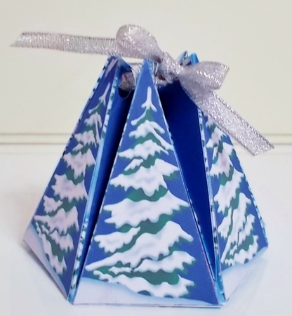 HEXAGONAL GIFT BAG - SNOWY FIR TREES by Pam Stubley