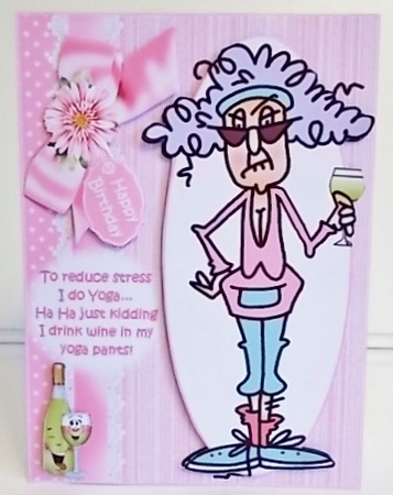 Stella wine and yoga quick card by Pam Stubley