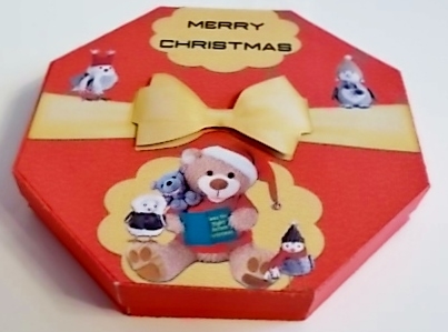 Teddy Christmas Octagon Box by Pam Stubley