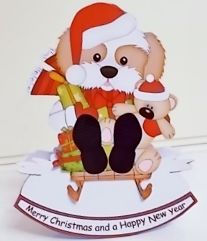 3D Shaped Rocking Christmas Card Mini Kit - Little Cavachon Dog by Pam Stubley