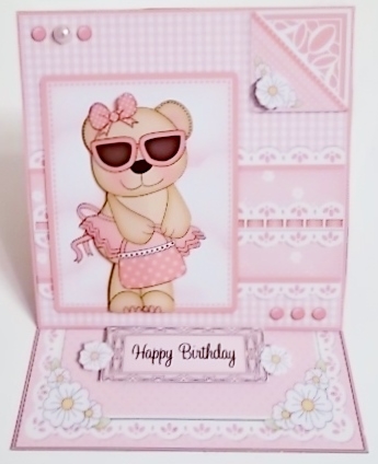 3D Easel Card Mini Kit - Pretty in Pink - Livvy Bear is going Shopping by Pam Stubley