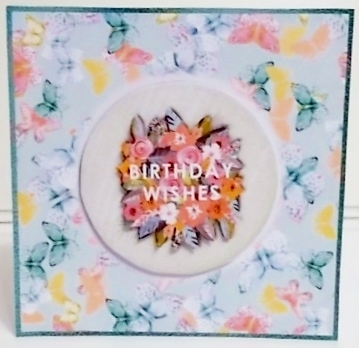 Butterfly and flower topper for 6x6 card by Pam Stubley