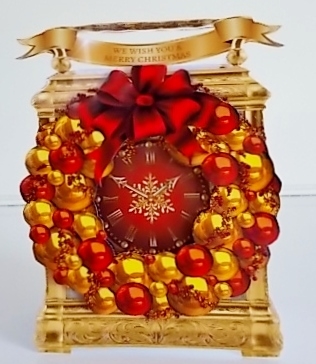 Carriage Clock Card - Ornament Wreath by Pam Stubley