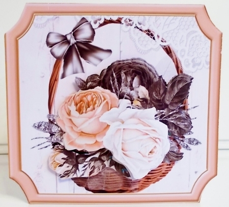 Basket of peach & white roses by Pam Stubley