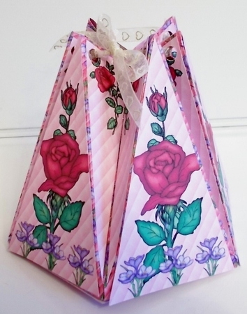 HEXAGONAL GIFT BAG - CERISE ROSES by Pam Stubley