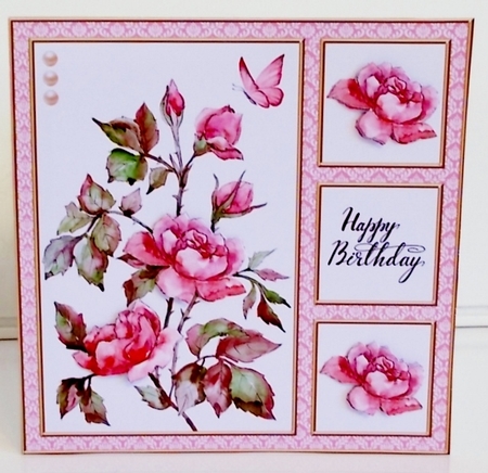 Lovely Watercolor Roses Birthday Topper - Card #4 by Pam Stubley