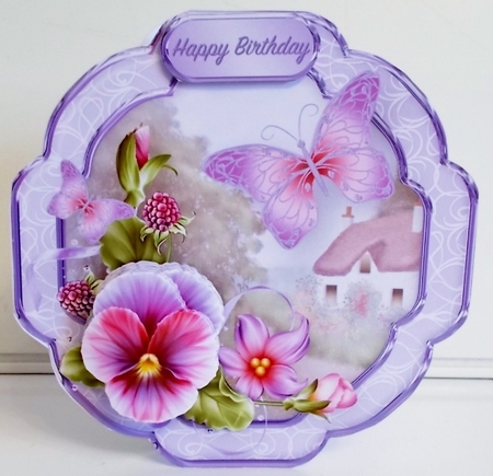 Pansies and Butterflies - Shaped Card Mini Kit by Pam Stubley
