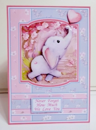 TONS OF FUN Cute Elephant A5 Decoupage & Insert Card Kit by Pam Stubley