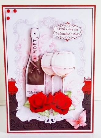 CHAMPAGNE CELEBRATIONS RUBY A5 Decoupage & Insert by Pam Stubley