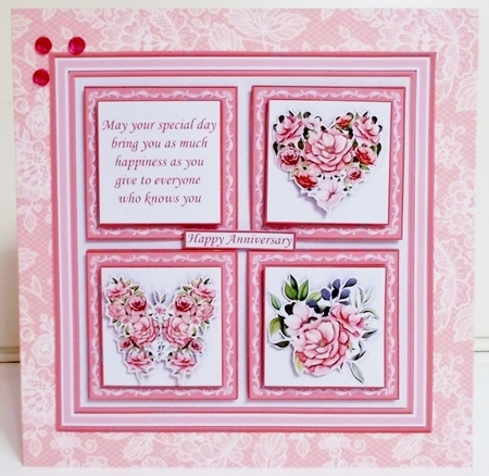 PINK FLORAL SQUARES 7.5 Quick Layer Card & Insert Kit by Pam Stubley