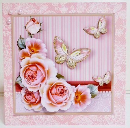 Roses and Butterflies - Decoupage Card Mini Kit by Pam Stubley
