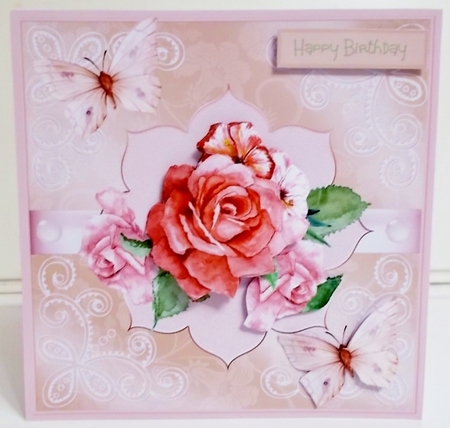 Mixed roses and butterfly by Pam Stubley