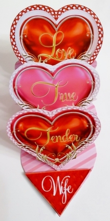 VALENTINES TRIPLE HEART EASEL CARD KIT WITH ENVELOPE by Pam Stubley