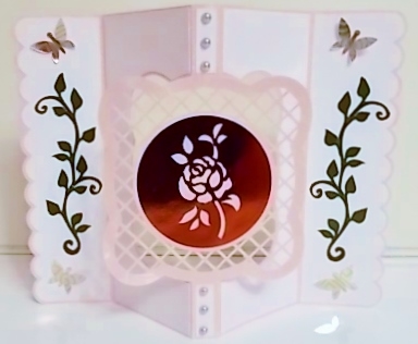 Lattice Foldback Card with Rose by Pam Stubley